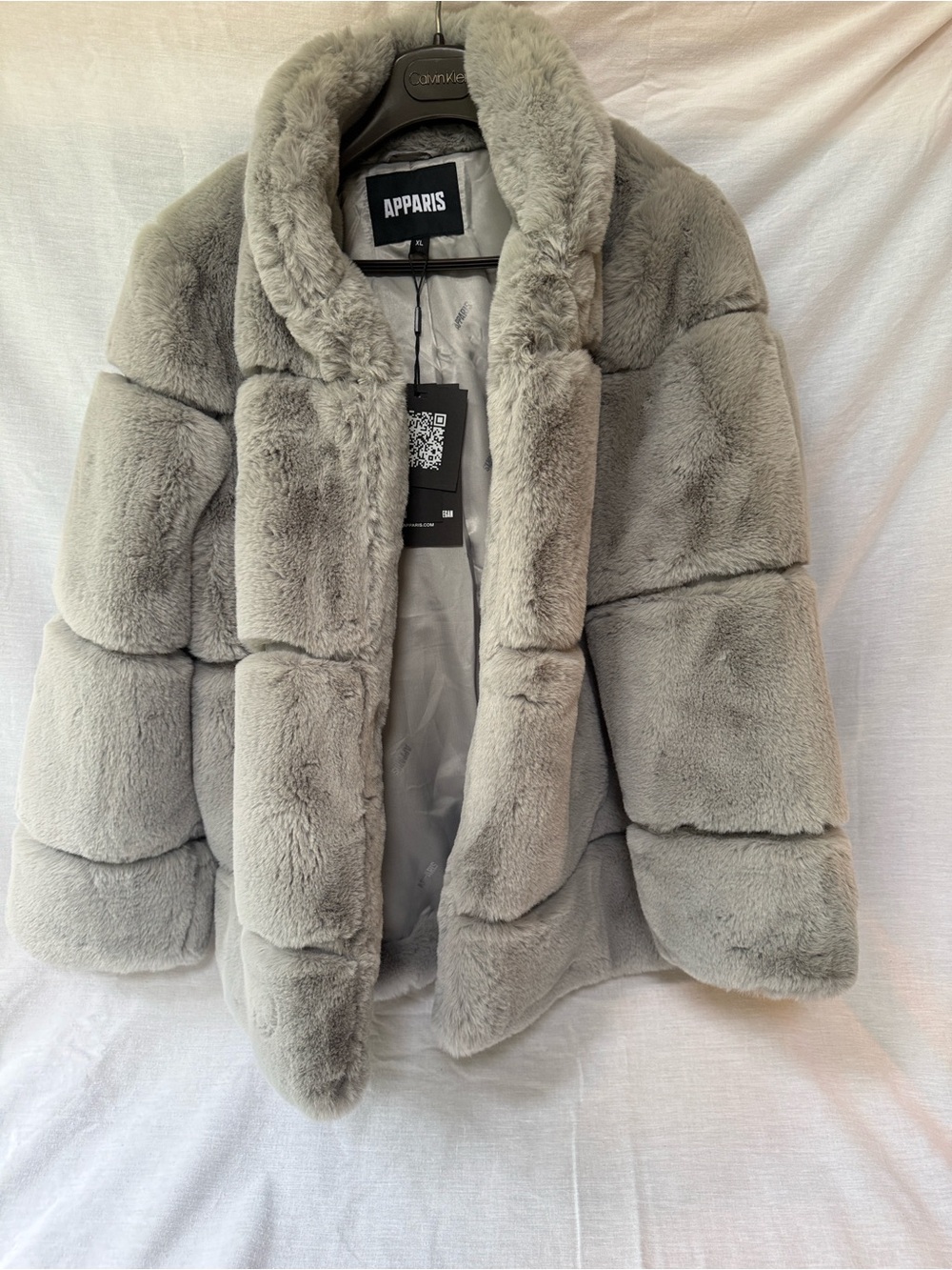 Apparis Light Grey Faux Fur Puffer Jacket